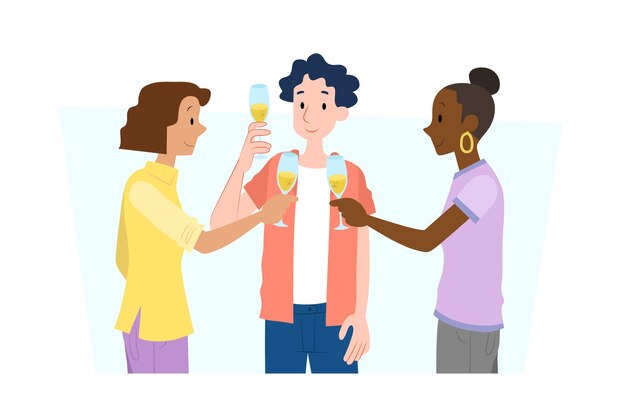 友達一緒に乾杯