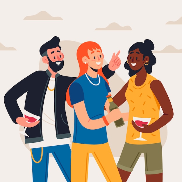 Free vector friends toasting together