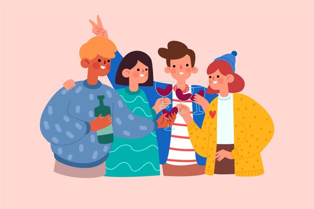friends toasting together