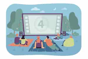 Vettore gratuito amici che guardano film nel cinema all'aperto