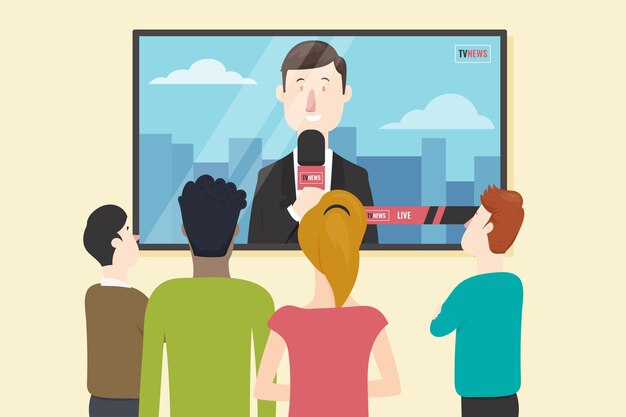 Free Vector friends watching the news indoors