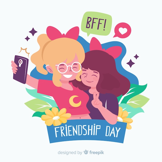 Free vector friendship day background flat style