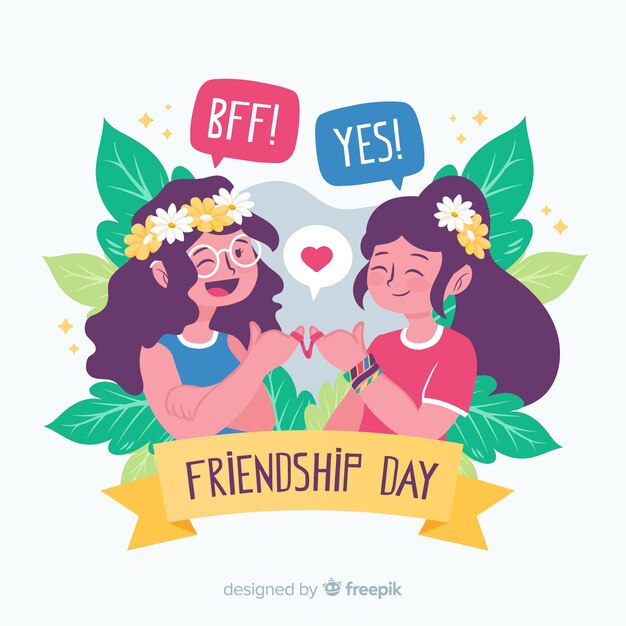 Friendship day background flat style