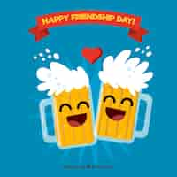 Free vector friendship day background with beer