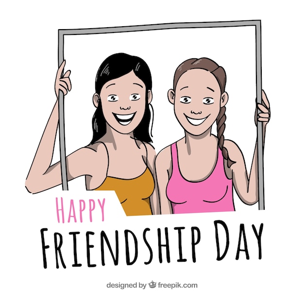 Free vector friendship day background with best friends