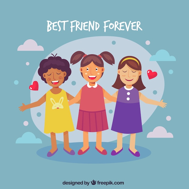 Free vector friendship day background with best friends