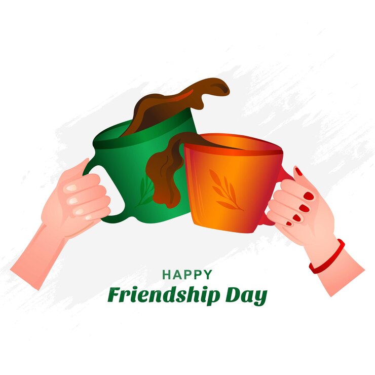 मुफ़्त वेक्टर friendship day background with coffee cup illustration background