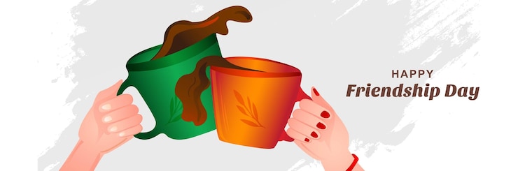 मुफ़्त वेक्टर friendship day background with coffee cup illustration banner background