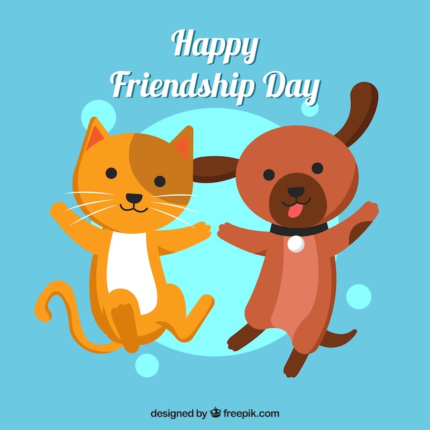 Free vector friendship day background with cute animals