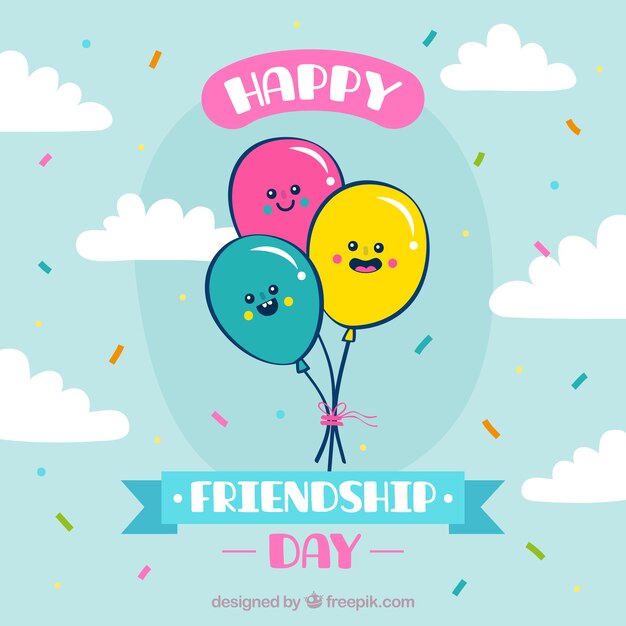 Friendship day background with cute balloons