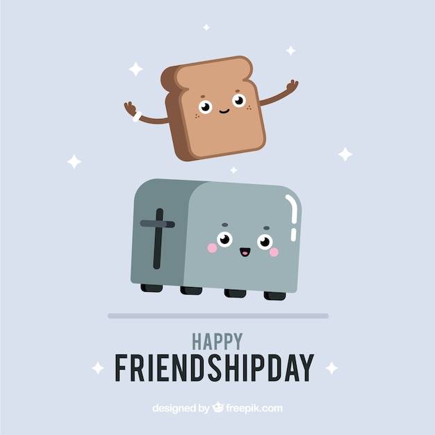 Free vector friendship day background with cute cartoons