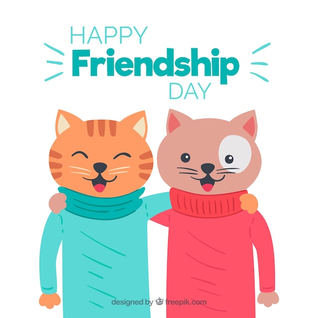 Friendship day background with cute cats