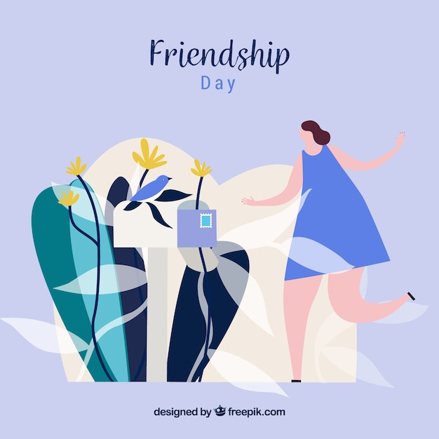 Free vector friendship day background with girl