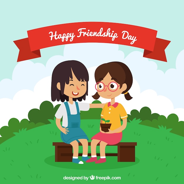 Friendship day background with girls in the park