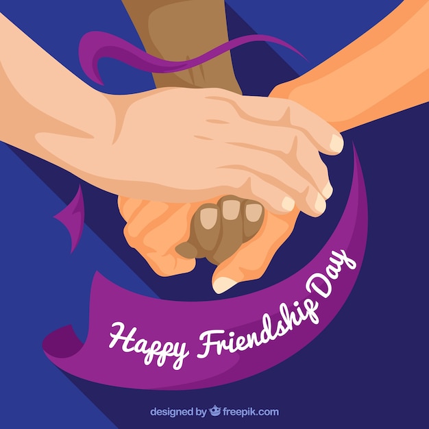 Free vector friendship day background with hands supporting