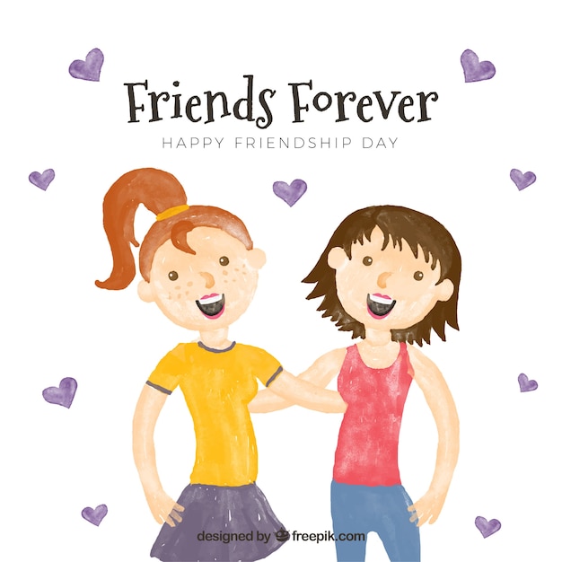 Free Vector friendship day background with happy girls