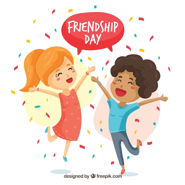 Free vector friendship day background with happy people