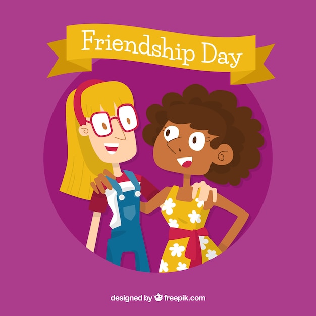 Free vector friendship day background with happy people