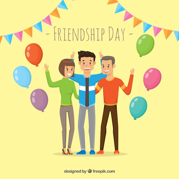 Free vector friendship day background with happy people