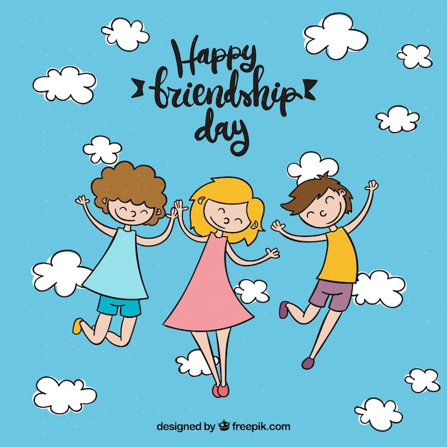 Free vector friendship day background with happy people