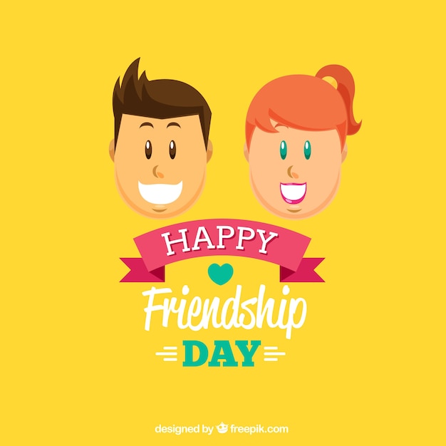 Friendship day background with man and woman characters