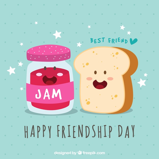 免费矢量友谊日背景,烤面包和果酱