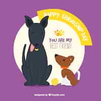 Free vector friendship day background with two dogs