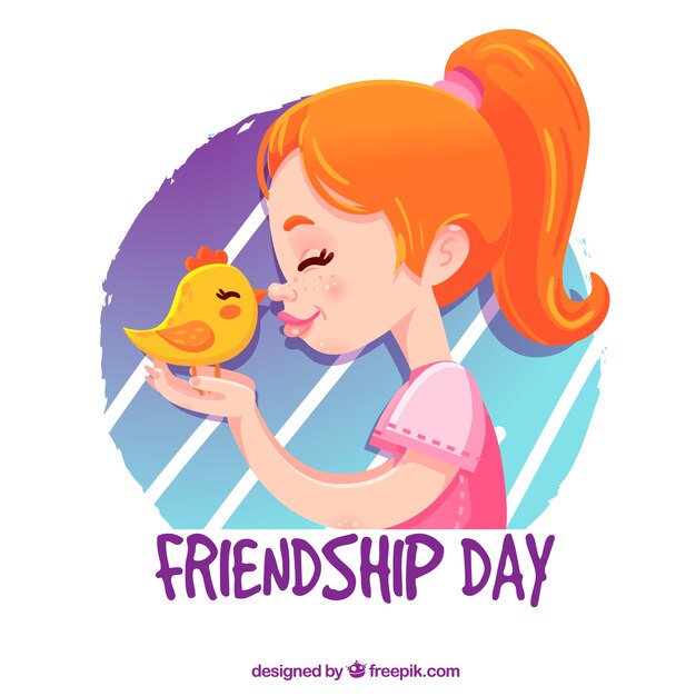 Friendship day backgroundwith girl and chick