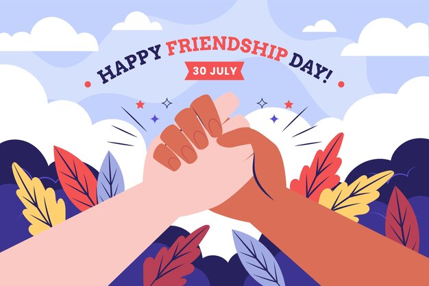 friendship day hand drawn flat background
