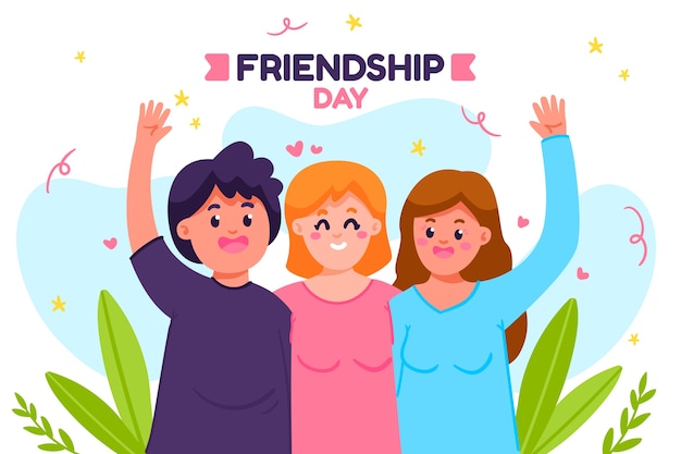 Friendship day hand drawn flat background