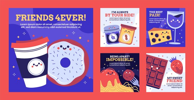Friendship day hand drawn flat ig story collection
