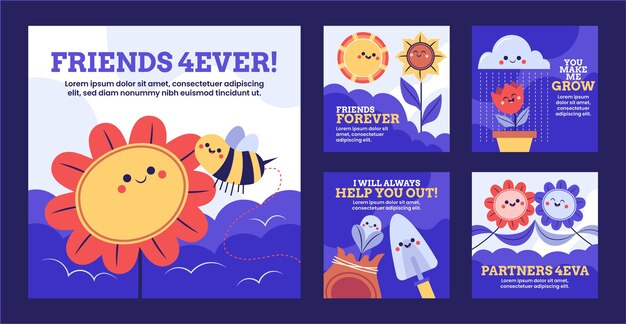 friendship day hand drawn flat ig story collection