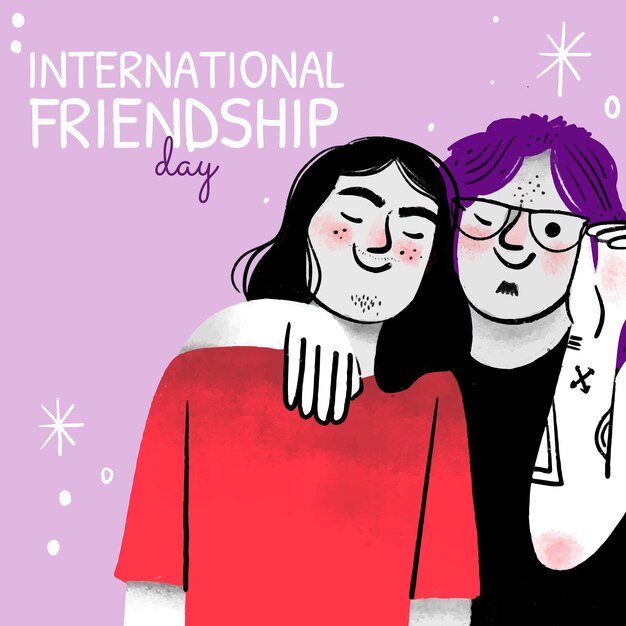 День дружбы рисованной иллюстрации