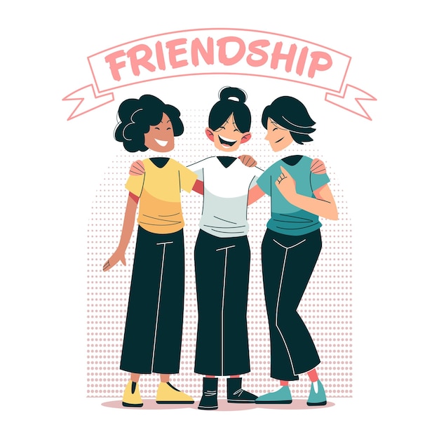 Vettore gratuito concetto di amicizia con persone giovani relazione solidarietà insieme felice