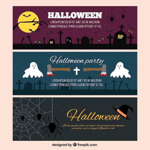 Free vector frightening halloween banners