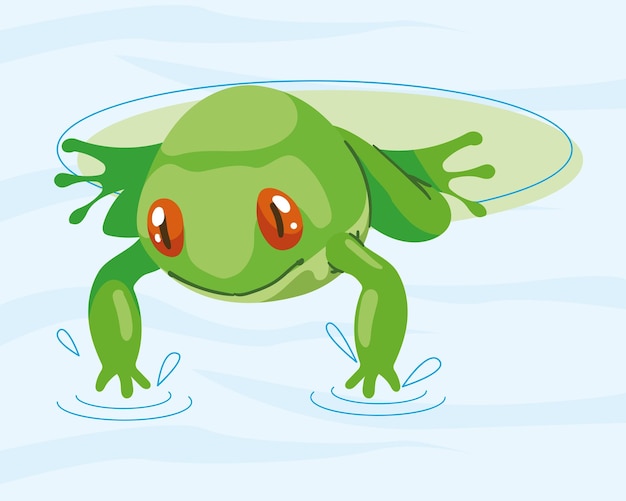 Лягушка-амфибия в озере