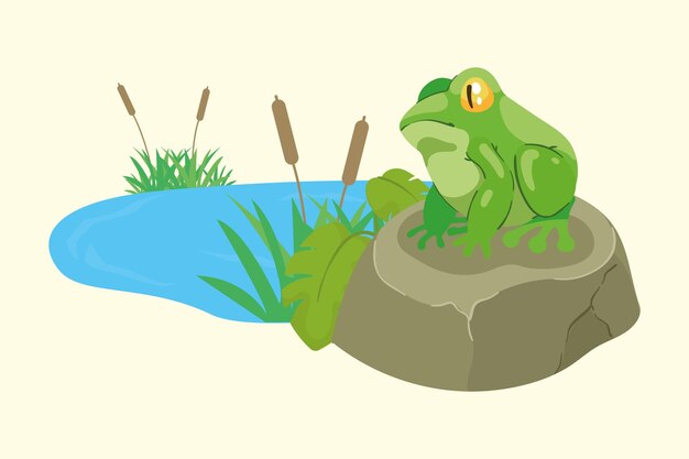 Frog amphibian in stone