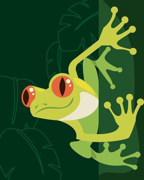 Free vector frog amphibian in tree