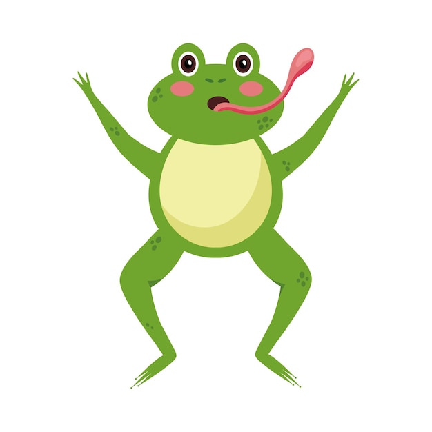 Free vector frog eating fly illustration