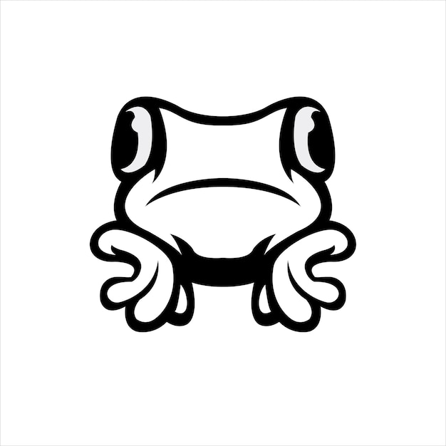 無料ベクター カエルのシンプルなマスコットロゴデザイン