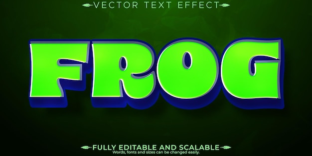 개구리 텍스트 효과 편집 가능한 양서류 및 녹색 사용자 정의 가능한 글 ⁇  스타일