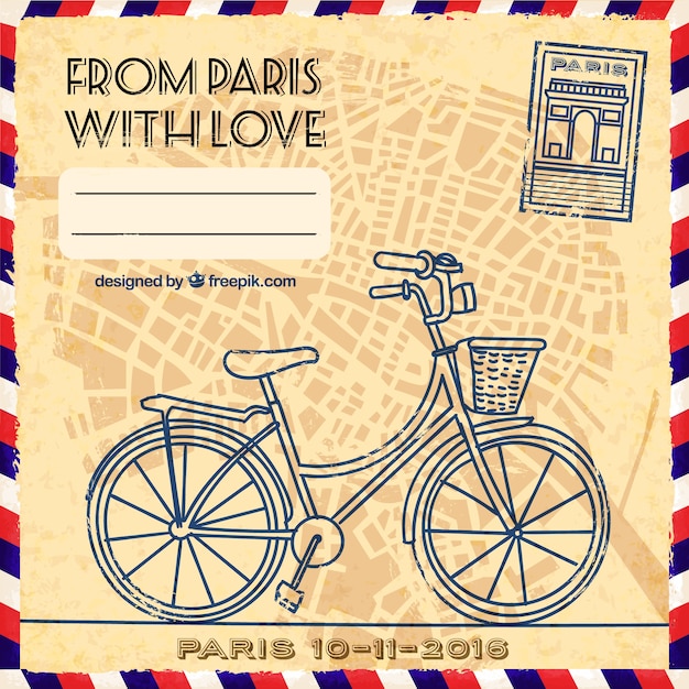 Free vector from paris with love postcard