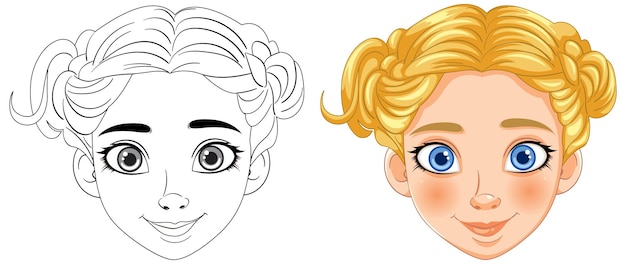 Free vector from sketch to color girls portrait