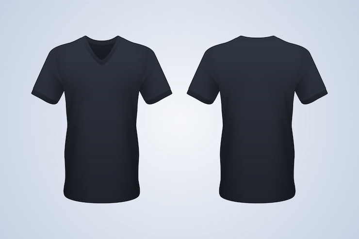 Premium Vector | Front and back black v-neck t-shirt