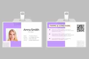 Free vector front and back horizontal id card template with photo