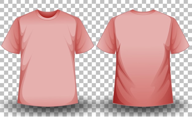 Free vector front and back of pink t-shirt on transparent background