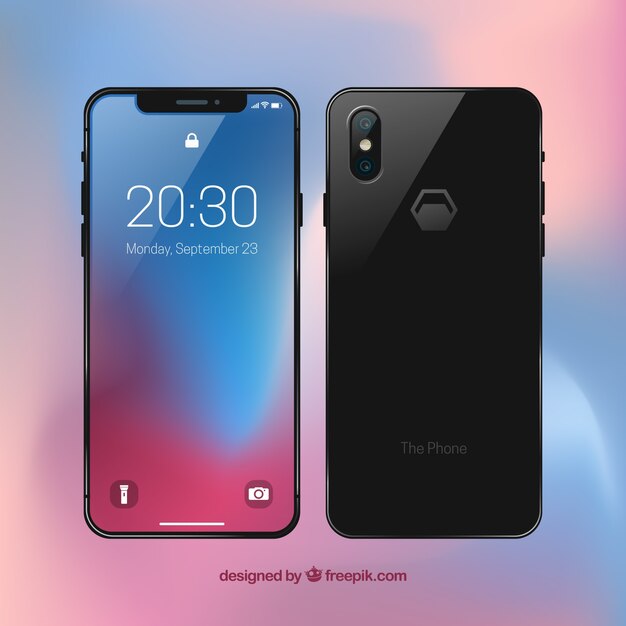 Front and back view of mobile phone