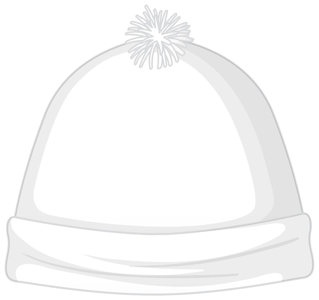 Front of basic white beanie hat isolated