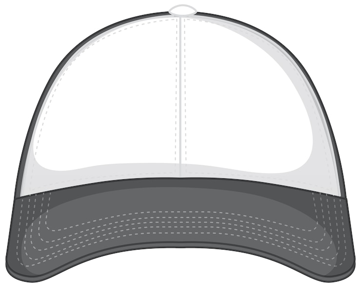 Free Vector front of basic white grey baseball cap isolated