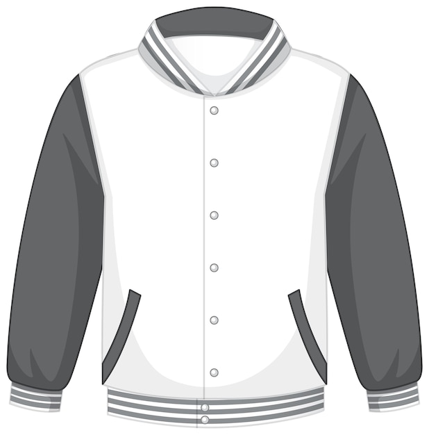 Front of basic white grey bomber jacket isolated